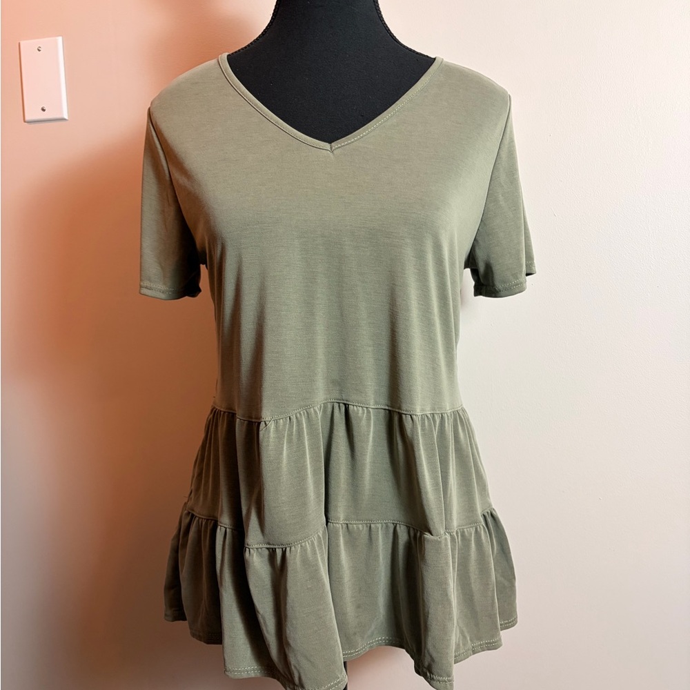 Green Envelope Ruffled Top